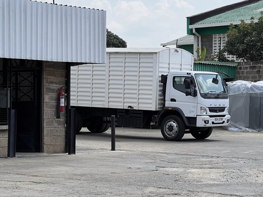 A truck at the export warehouse